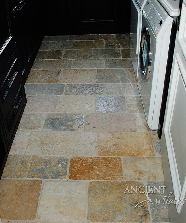 Antique french limestone floors by Ancient Surfaces.