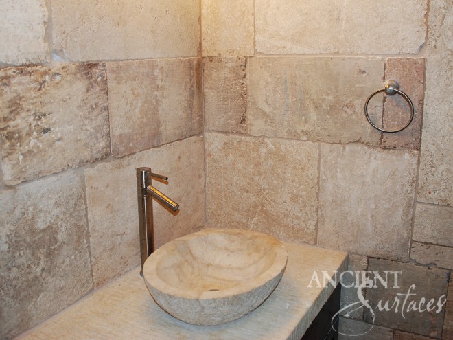 Antique Kronos French Limestone in a master bathroom