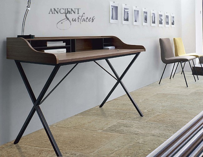 Antique Kronos French Limestone in a home office