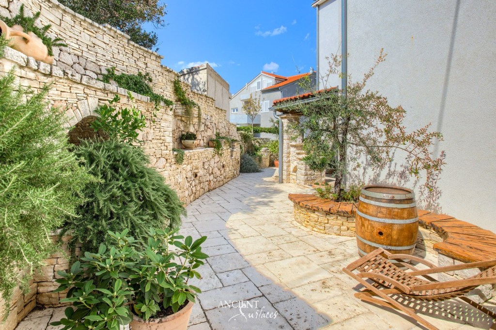 Farmhouse living 
Antique vintage courtyard design 
Ancient surfaces 
outdoor limestone patio 
Stone work
Outdoor villa design 
