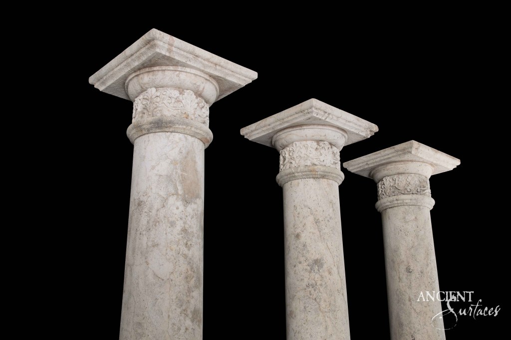 Antique limestone coumns
stone columns
ancient surfaces
reclaimed limestone columns
Old world columns 
Home design
